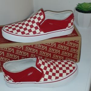 Van's Red and White Checkered Slip ons